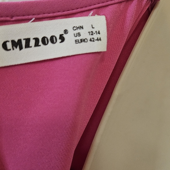 CMZ2005 Hot Pink Faux Wrap Strappy Sleeveless High/Low Cocktail Dress,Size 12-14 - Picture 12 of 14